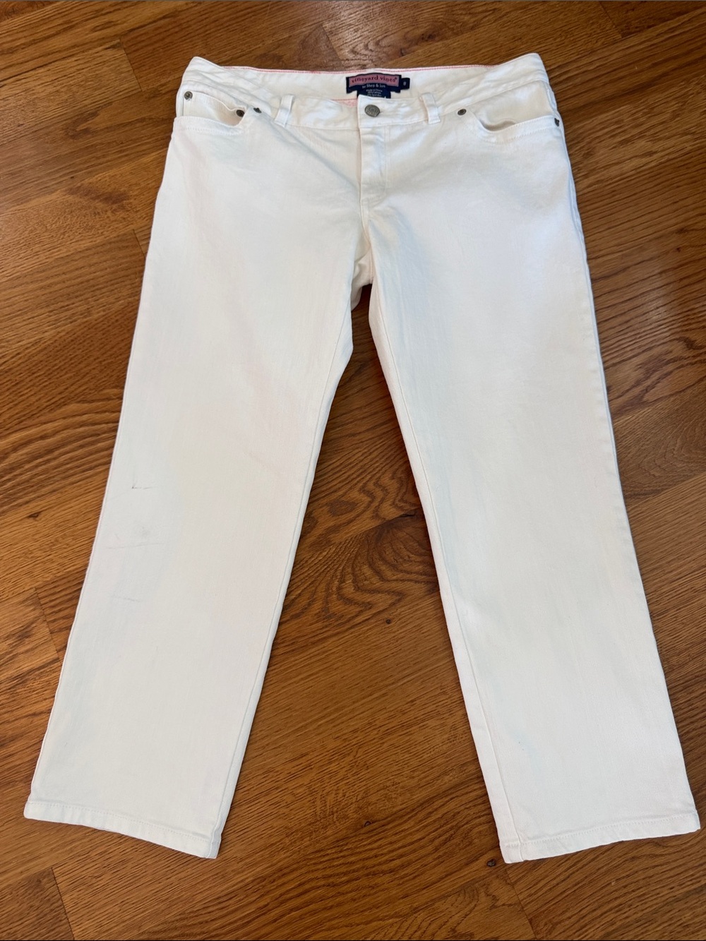 Vineyard Vines White Cropped Ankle Straight Leg Jeans Womens Size 8